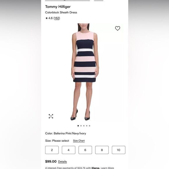 Tommy Hilfiger Pink Black White Striped Colorblock Sleeveless Mini Sheath Dresss - Picture 7 of 10